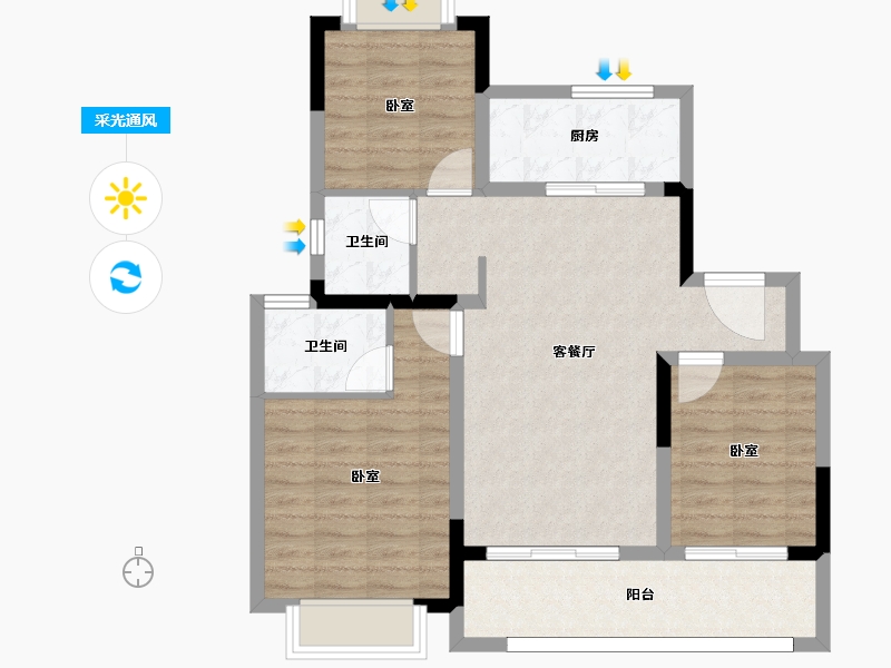 江苏省-南京市-蓝光·雍锦逸境府-82.00-户型库-采光通风