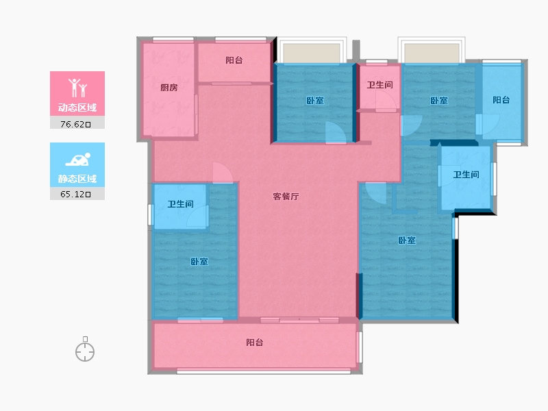 浙江省-杭州市-杭州湾世纪城-128.14-户型库-动静分区