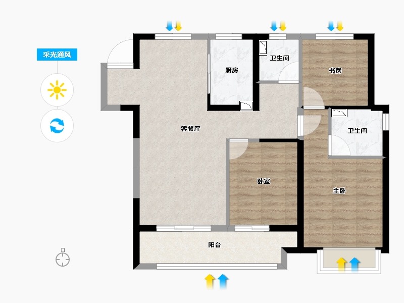 浙江省-嘉兴市-金地碧桂园风华四海-83.09-户型库-采光通风