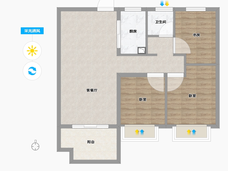 安徽省-合肥市-中国铁建悦湖国际-77.00-户型库-采光通风