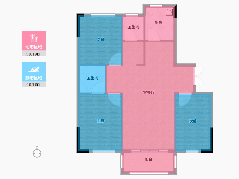 江苏省-徐州市-南湖御景-96.90-户型库-动静分区