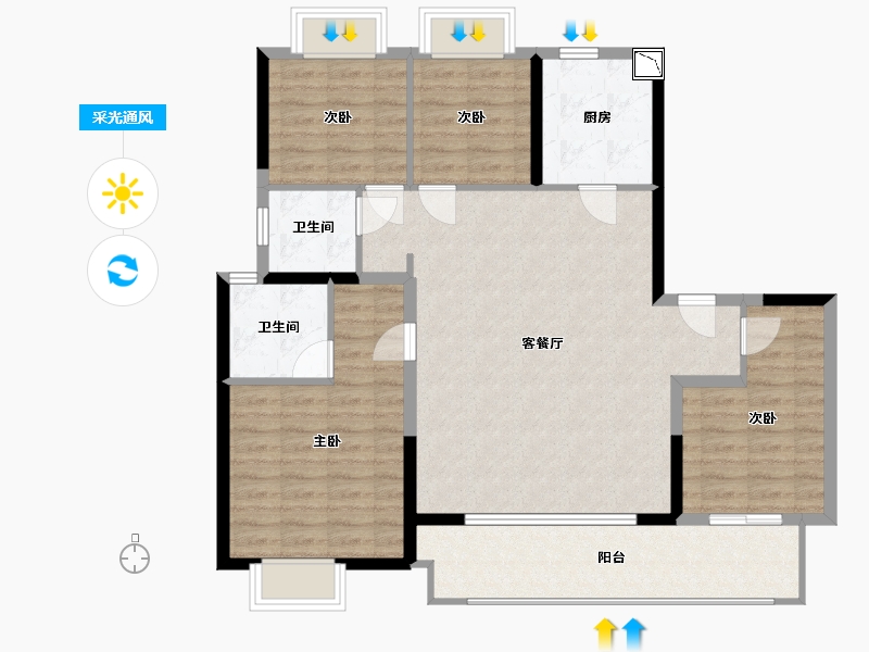 江苏省-南通市-万科海上明月-106.00-户型库-采光通风