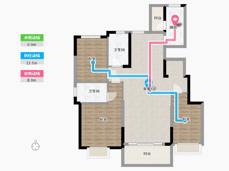 宁夏回族自治区-银川市-恒大城市小镇･珺睿府-106.00-户型库-动静线