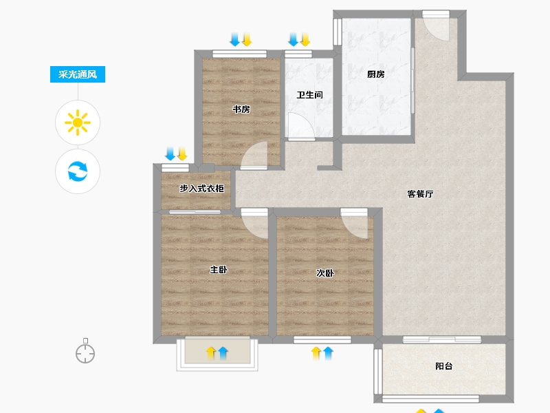 江苏省-徐州市-睢宁东城名郡-89.00-户型库-采光通风