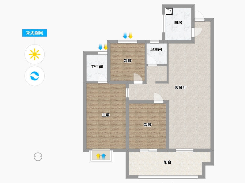 江苏省-淮安市-盱眙御景星城-92.80-户型库-采光通风