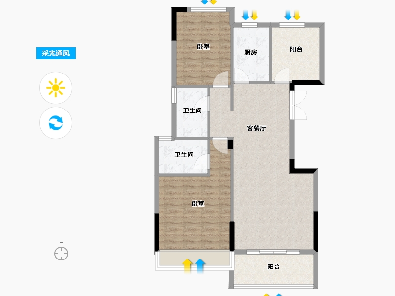 浙江省-金华市-明都星耀城-89.02-户型库-采光通风