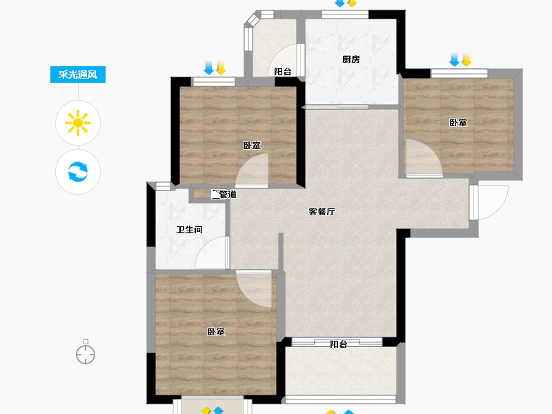 安徽省-合肥市-空港恒大时代新城-75.00-户型库-采光通风