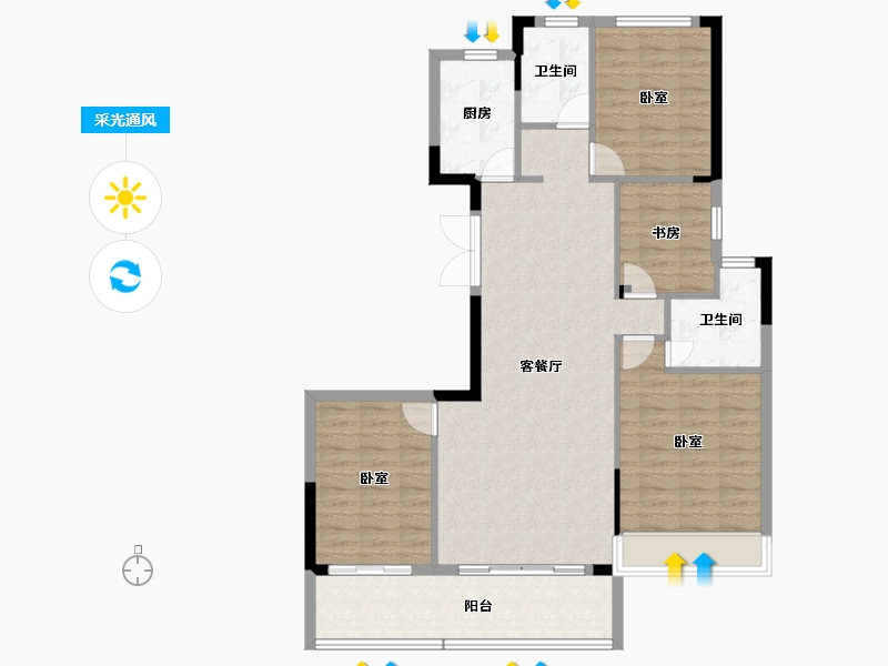 浙江省-金华市-明都星耀城-105.16-户型库-采光通风