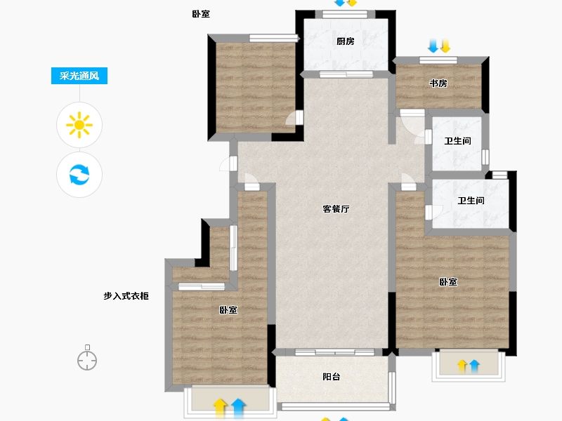 浙江省-宁波市-锦绣东方·国风小镇-94.19-户型库-采光通风