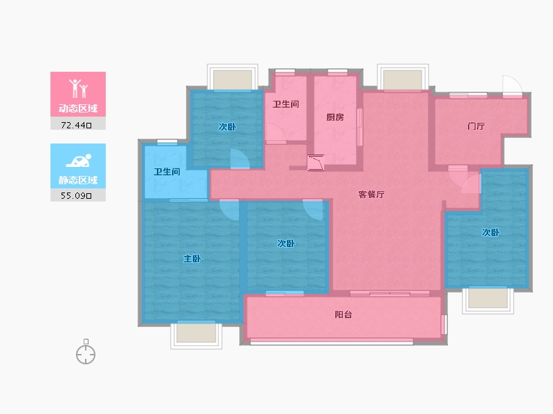 江苏省-南通市-融创·时代中心-114.00-户型库-动静分区