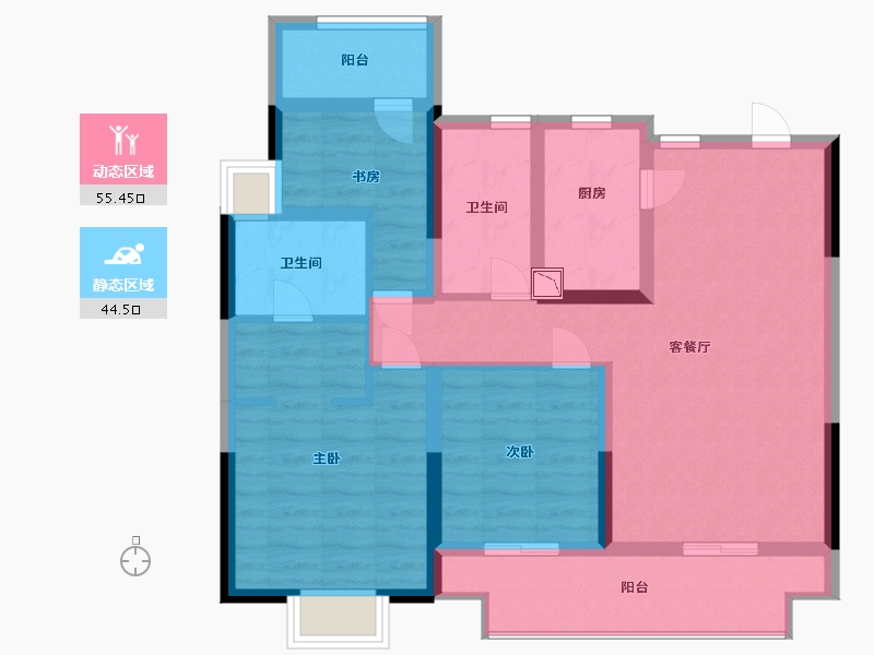 江苏省-南通市-天安 · 逸品花园-88.00-户型库-动静分区