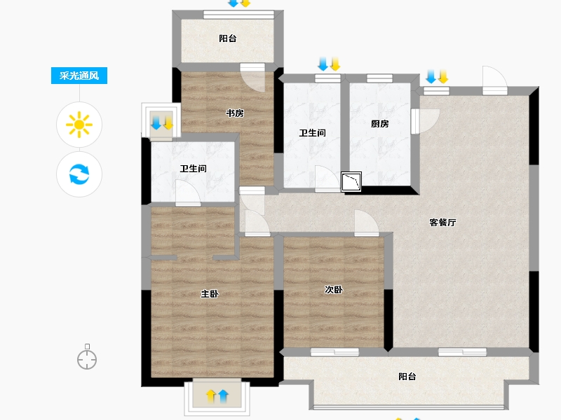 江苏省-南通市-天安 · 逸品花园-88.00-户型库-采光通风