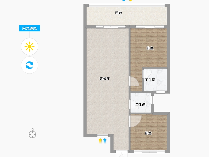 安徽省-芜湖市-绿地太平湖-76.00-户型库-采光通风