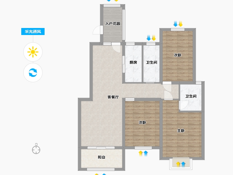 江苏省-淮安市-华惠名苑-97.90-户型库-采光通风