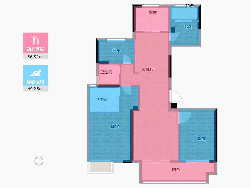 浙江省-金华市-武义中梁华董壹号院-94.00-户型库-动静分区