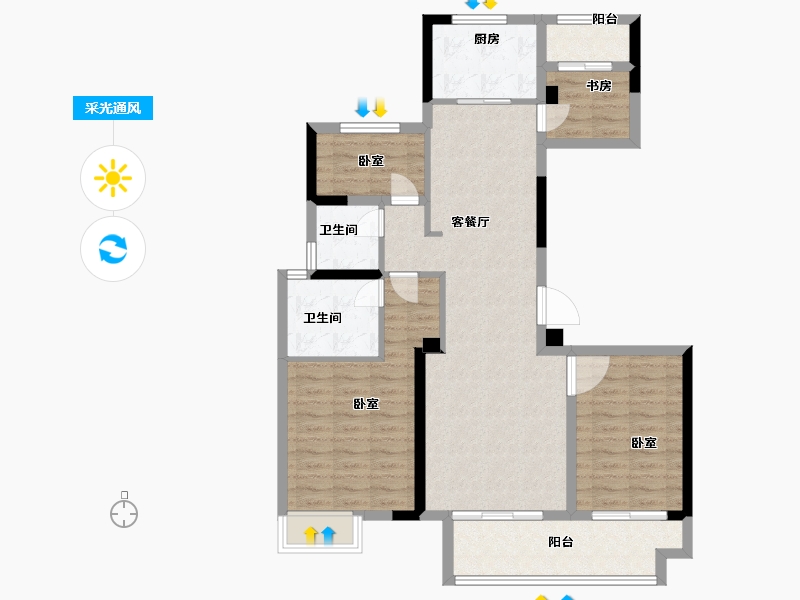 浙江省-金华市-武义中梁华董壹号院-94.00-户型库-采光通风