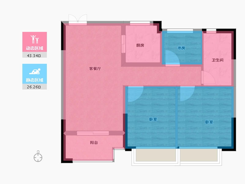 浙江省-嘉兴市-杨柳郡-62.00-户型库-动静分区