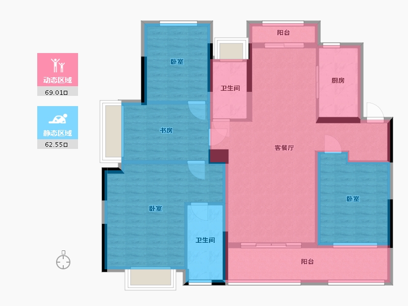 浙江省-杭州市-远洋招商上塘宸章-117.77-户型库-动静分区