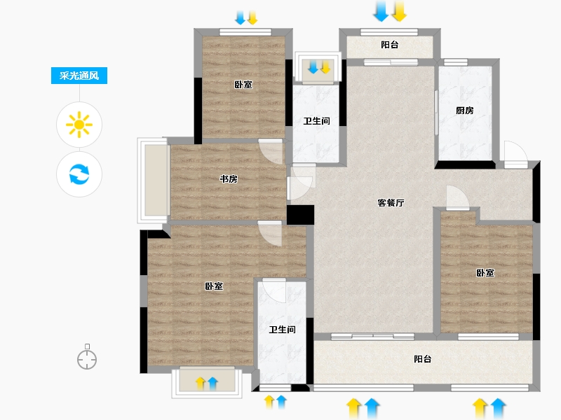 浙江省-杭州市-远洋招商上塘宸章-117.77-户型库-采光通风