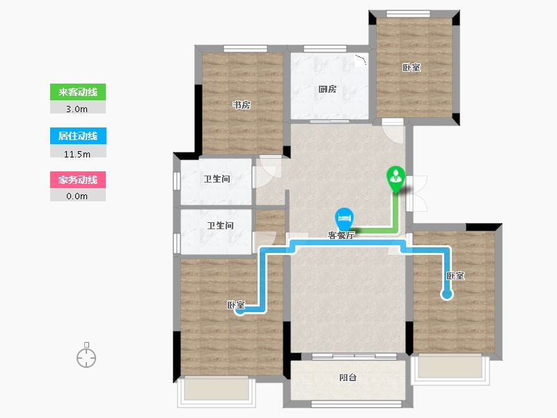 浙江省-湖州市-天际玖墅-98.00-户型库-动静线