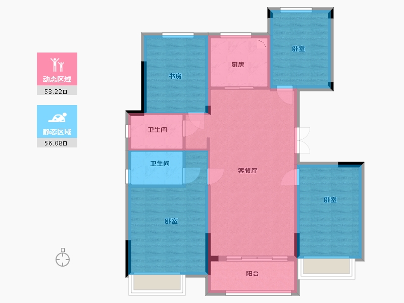 浙江省-湖州市-天际玖墅-98.00-户型库-动静分区