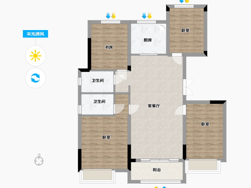 浙江省-湖州市-天际玖墅-98.00-户型库-采光通风