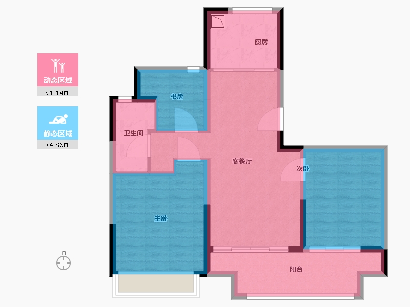 江苏省-苏州市-中南紫云集-76.84-户型库-动静分区