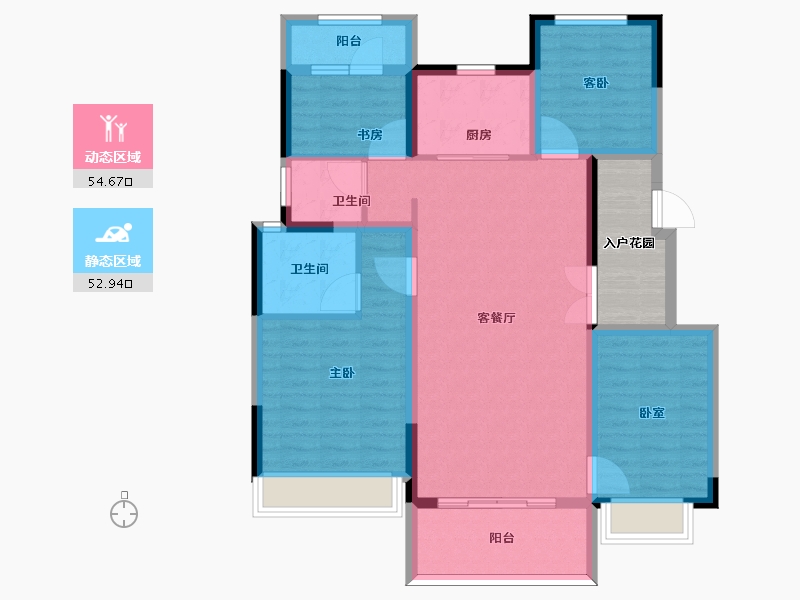 安徽省-马鞍山市-锦艺·林语春风-102.01-户型库-动静分区