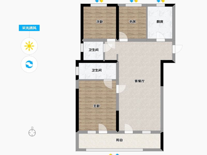 青海省-西宁市-中房南乐府-92.00-户型库-采光通风