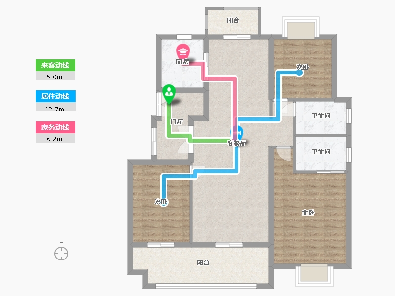 江苏省-南通市-上锦花园-104.00-户型库-动静线