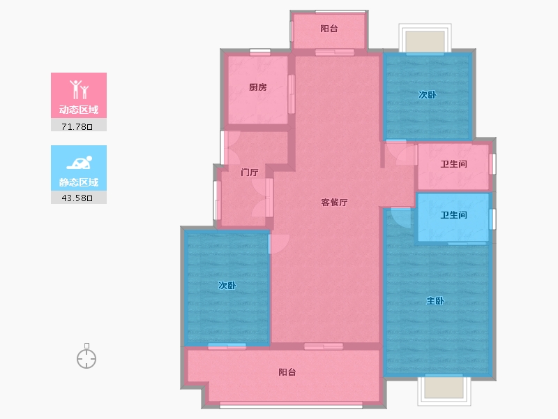 江苏省-南通市-上锦花园-104.00-户型库-动静分区