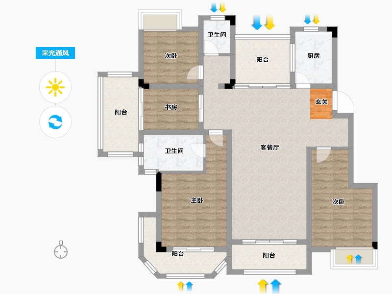 江苏省-无锡市-融侨观邸-111.99-户型库-采光通风