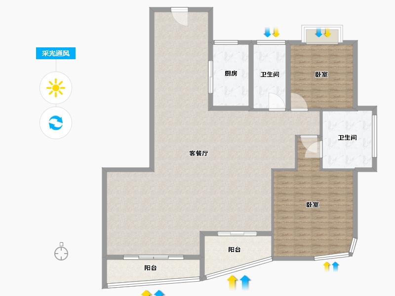 浙江省-温州市-嘉乐嘉华国际-153.00-户型库-采光通风