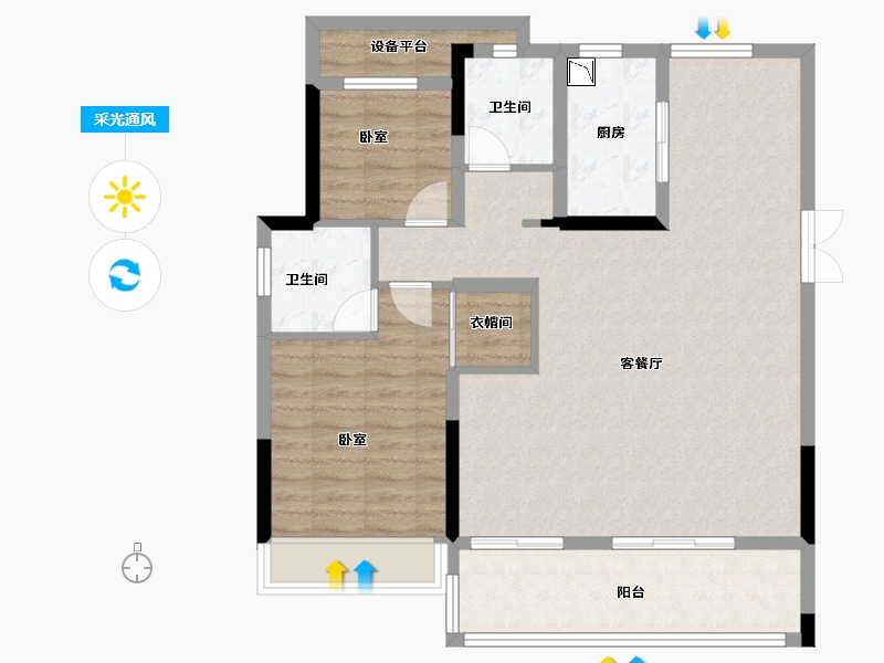 安徽省-合肥市-爱巢天润公馆-92.32-户型库-采光通风