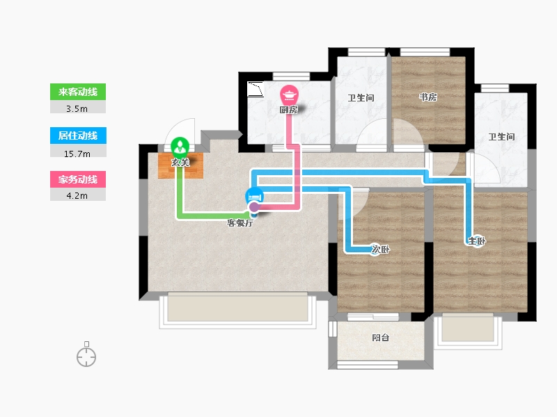 浙江省-台州市-万科十里观邸-67.34-户型库-动静线