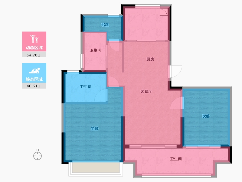 江苏省-苏州市-中南紫云集-85.69-户型库-动静分区