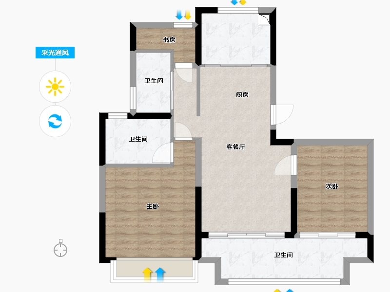 江苏省-苏州市-中南紫云集-85.69-户型库-采光通风