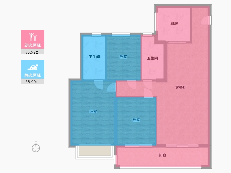 江苏省-苏州市-金地自在春晓花园-85.00-户型库-动静分区