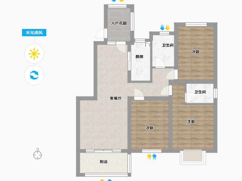 江苏省-淮安市-华惠名苑-73.59-户型库-采光通风