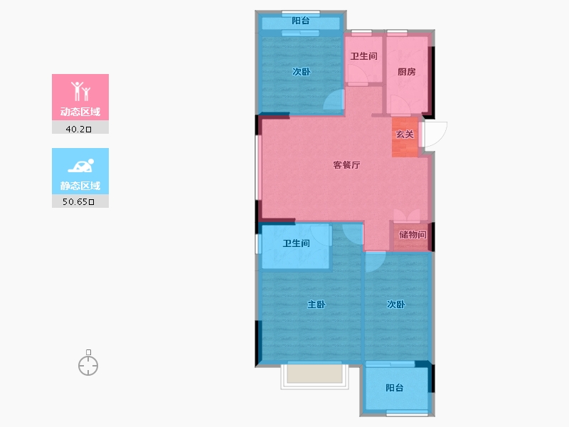 浙江省-台州市-中盛君庭-82.00-户型库-动静分区