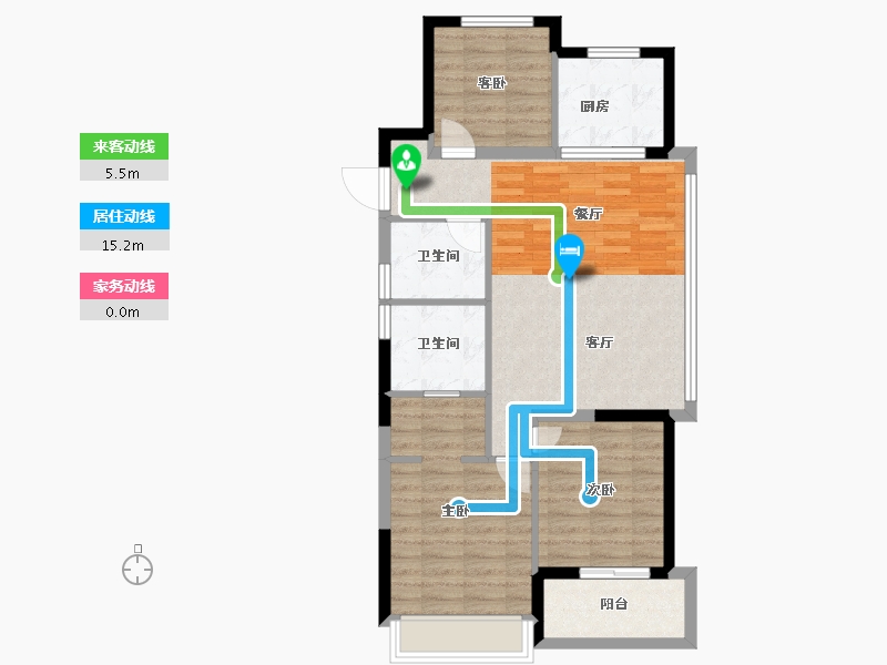 浙江省-杭州市-滨江沁语晓庭-80.90-户型库-动静线