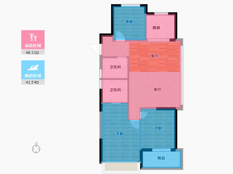 浙江省-杭州市-滨江沁语晓庭-80.90-户型库-动静分区