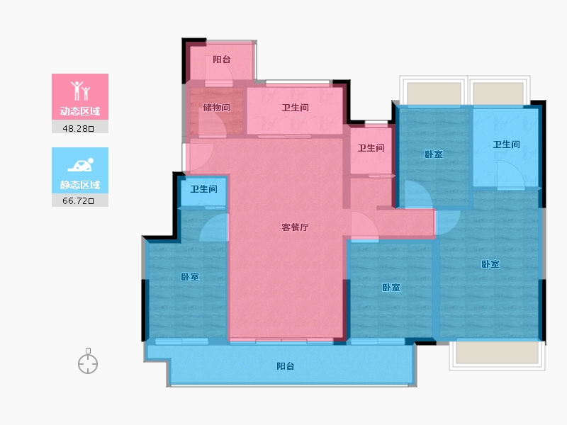 江苏省-苏州市-翡丽云庭-104.00-户型库-动静分区