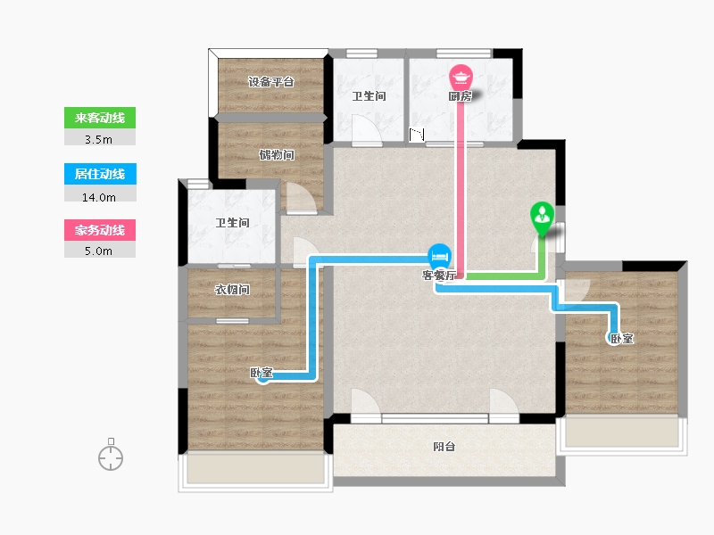 浙江省-杭州市-保利欣品华庭-99.38-户型库-动静线