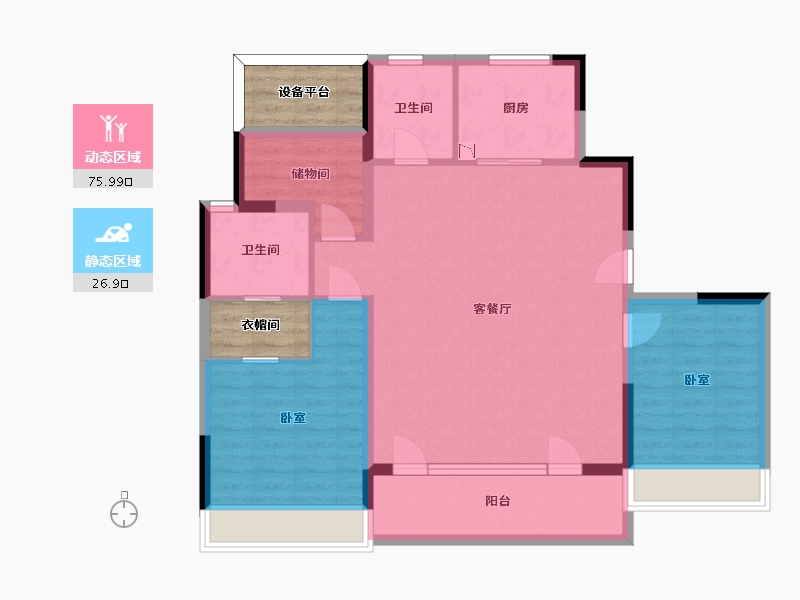 浙江省-杭州市-保利欣品华庭-99.38-户型库-动静分区