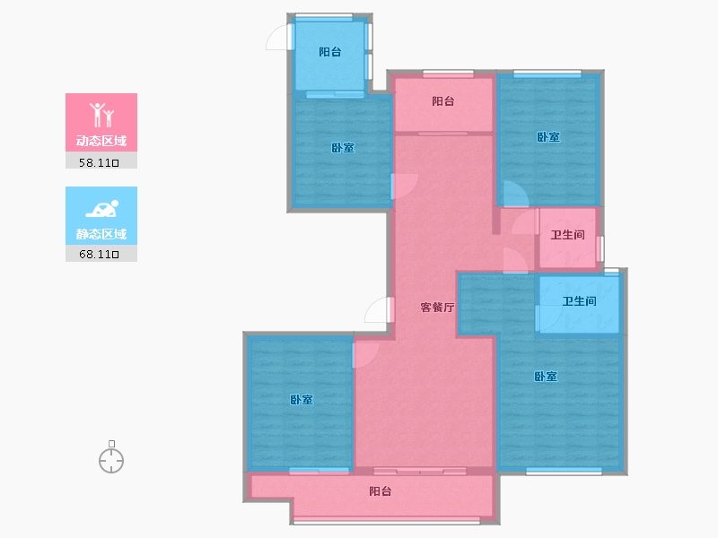 浙江省-温州市-三江立体城·揽江阁住宅-114.00-户型库-动静分区