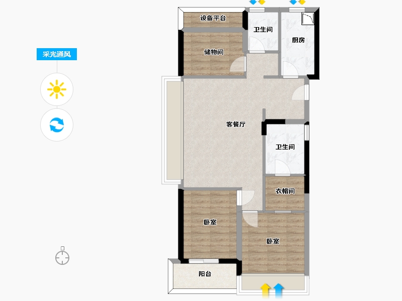 浙江省-杭州市-保利欣品华庭-80.80-户型库-采光通风