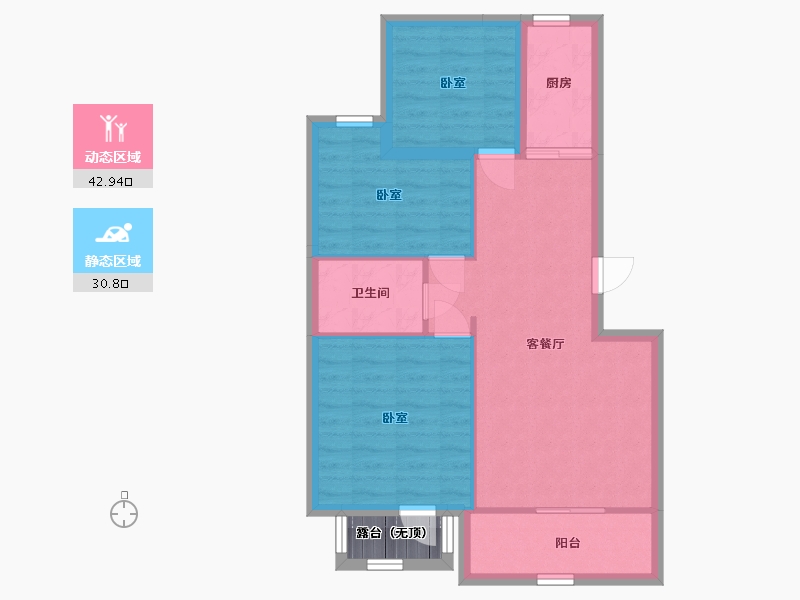 宁夏回族自治区-银川市-托斯卡纳-68.32-户型库-动静分区