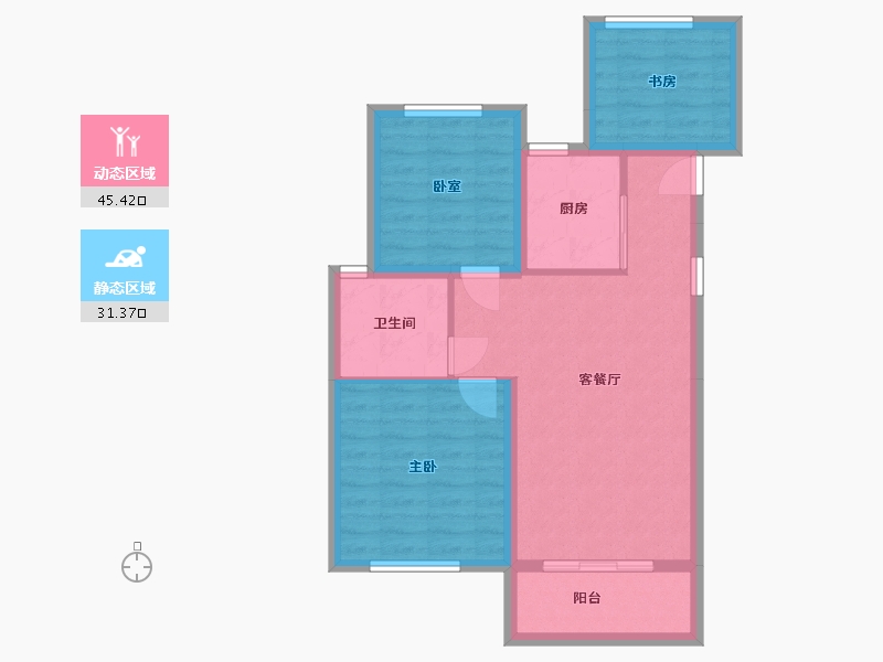 浙江省-温州市-新都·泰和府-68.33-户型库-动静分区