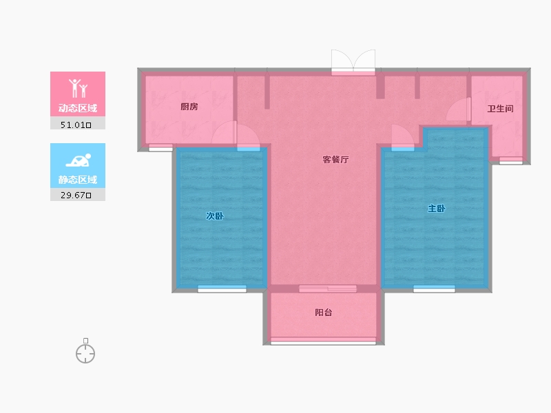 江苏省-淮安市-东湖怡景苑-71.70-户型库-动静分区